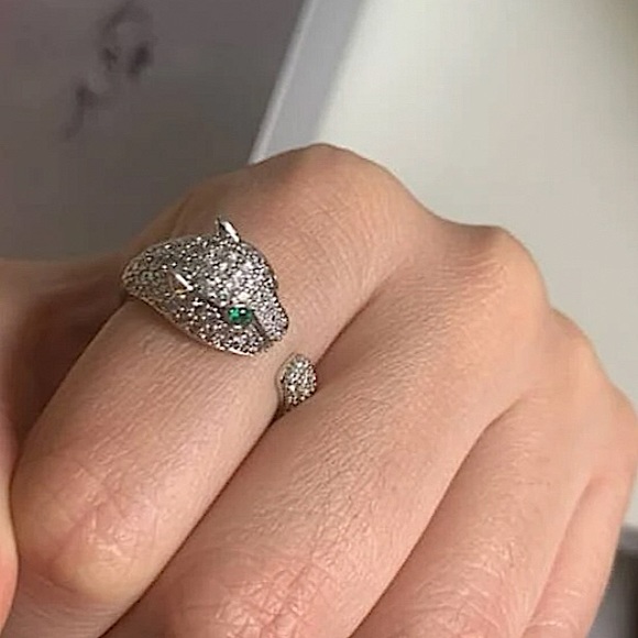 SILVER PANTHER ZIRCON RING - Picture 6 of 11